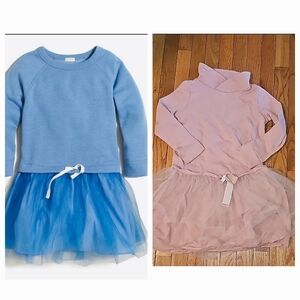 J Crew Crew Cuts Girl's Blue & pink Tulle Sweatshirt Dresses 👗 Sz 10